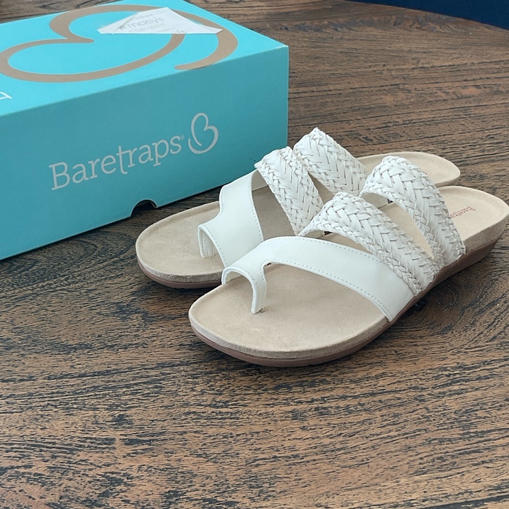BareTraps White Braided Strap Sandal Slide